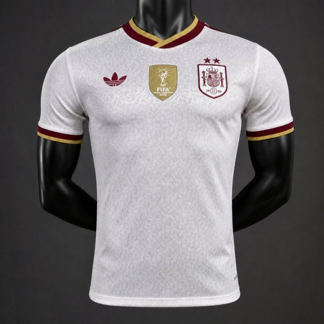 2 Star Player Version 2026 Spain Away White Jersey With Champion Patch