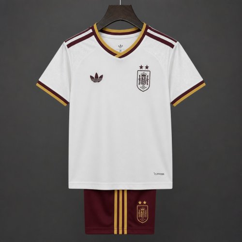 2 Star 2026 Kids Spain Away White Jersey With Champion Patch
