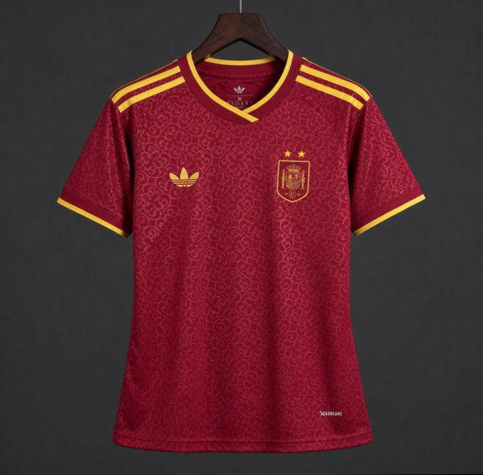 2 Star 2026 Womens Spain Away Red Special Edition Jersey With Champion Patch