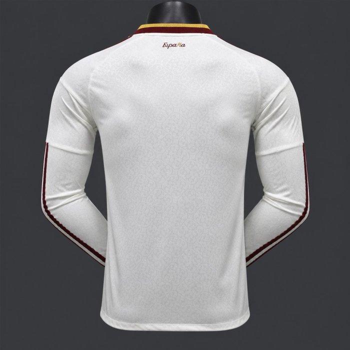 Player Version 2 Star 2026 Spain Away White Long Sleeve Jersey