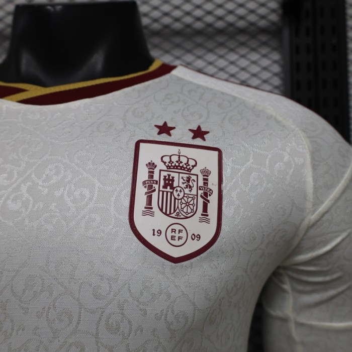 Player Version 2 Star 2026 Spain Away White Long Sleeve Jersey