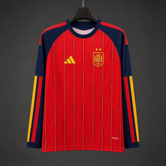 2026 Spain Home  2 Stars  Long Sleeve Jersey