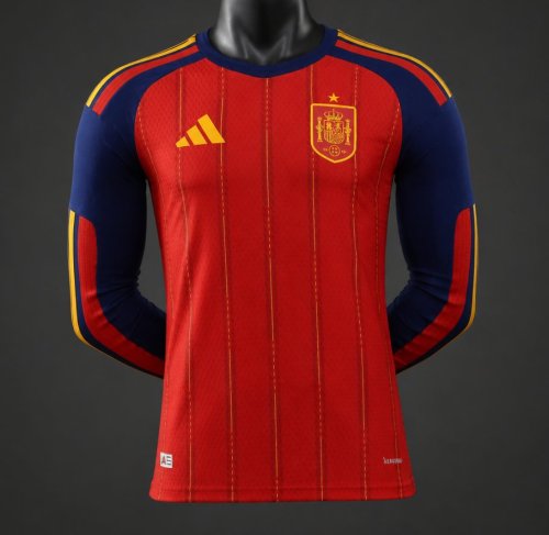 Player Version 2 Star 2026 Spain Home Long Sleeve Jersey