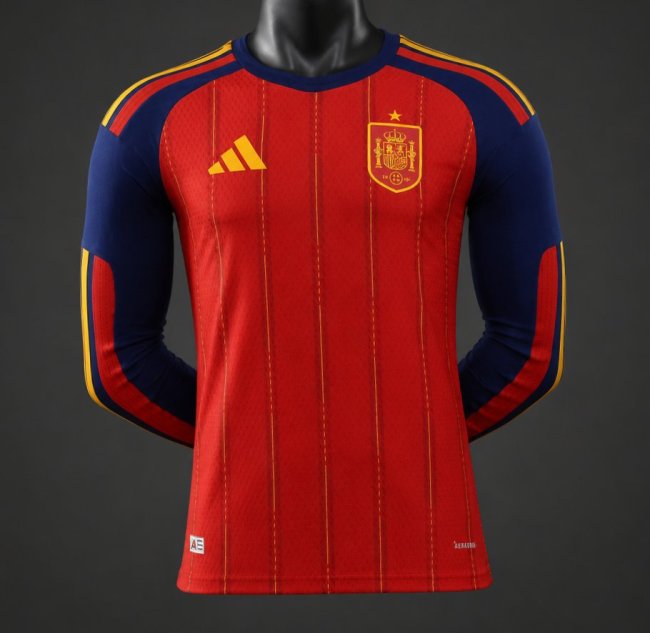 Player Version 2 Star 2026 Spain Home Long Sleeve Jersey