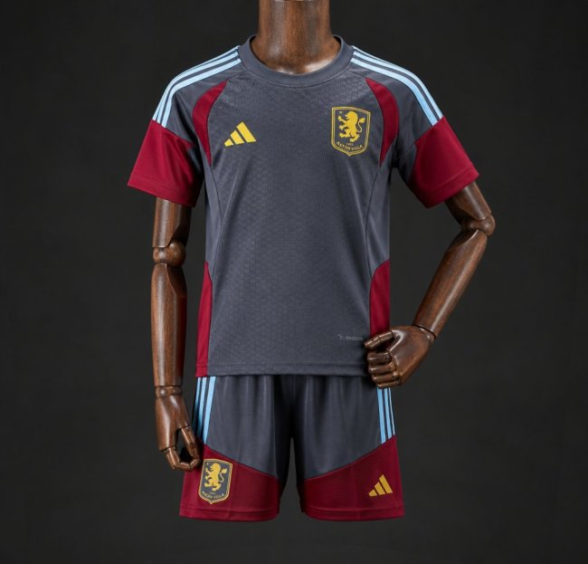 26/27 Kids Aston Villa Grey & Claret Training Kit Jersey