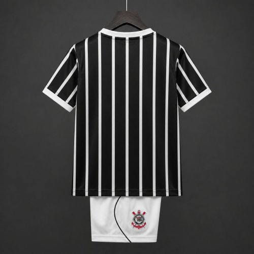 26/27 Kids Corinthians Black & White Stripes Away Jersey Kit