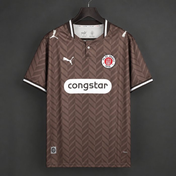 26/27 FC St. Pauli Brown with Chevron Pattern Home Jersey