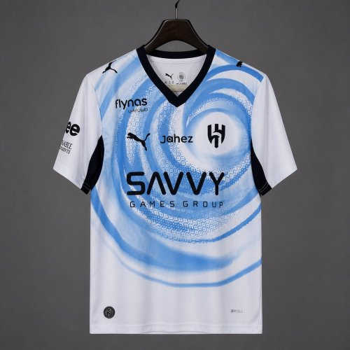 26/27 Al-Hilal White with Blue Swirl Pattern Away Jersey