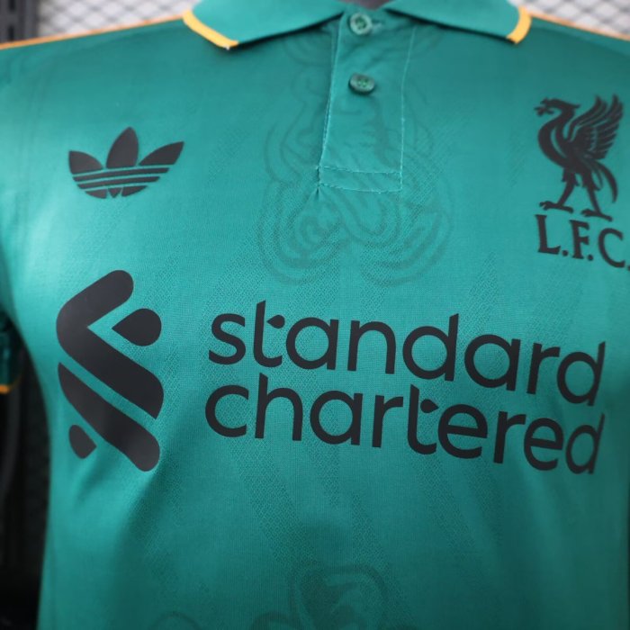 Player Version 26/27 Liverpool Green with Gold Trim Casual Retro Jersey