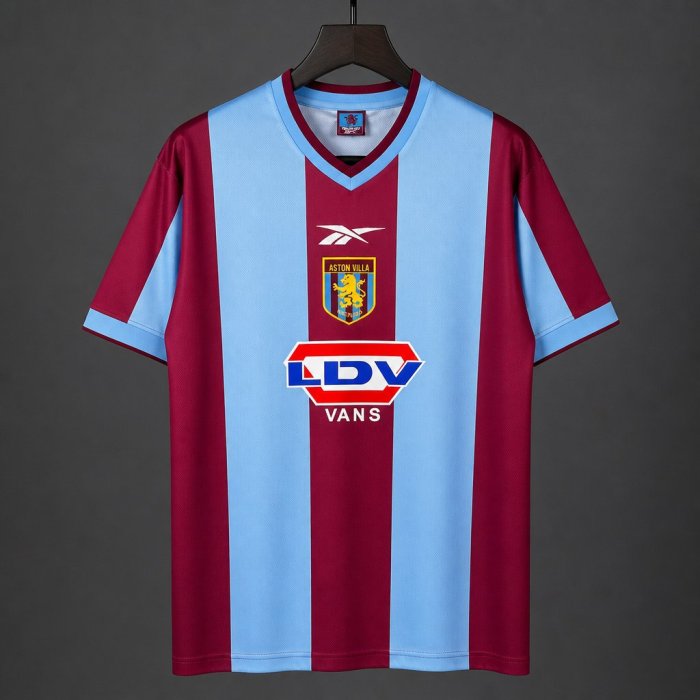 Retro 99/00  Aston Villa Claret & Sky Blue Stripes Home Jersey