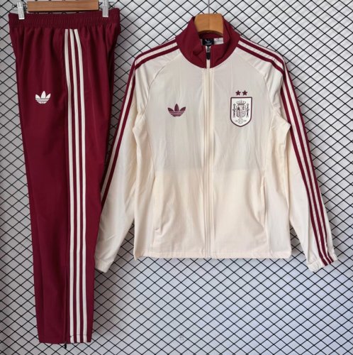 26/27 Spain Cream & Burgundy Retro Training Tracksuit