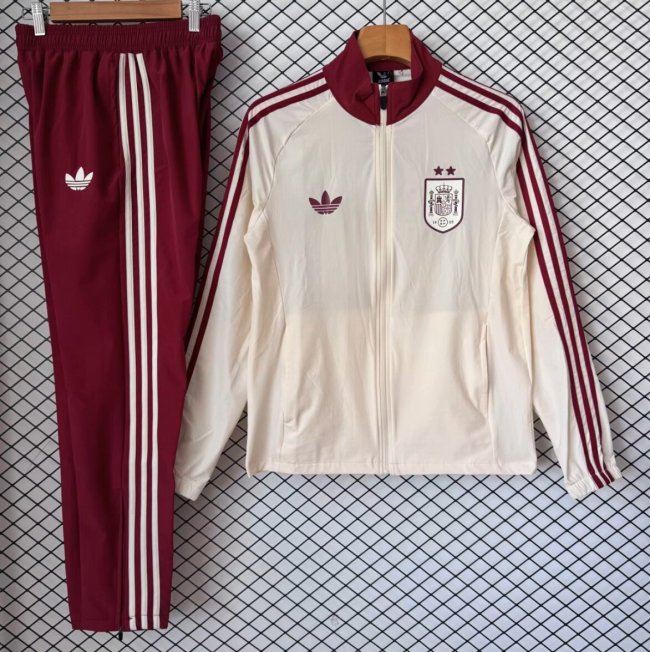 26/27 Spain Cream & Burgundy Retro Training Tracksuit