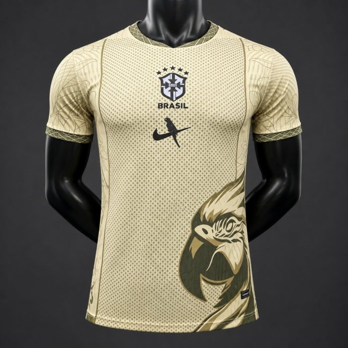 Player Version 2026 Brazil Gold with Parrot Graphic Special Edition Jersey