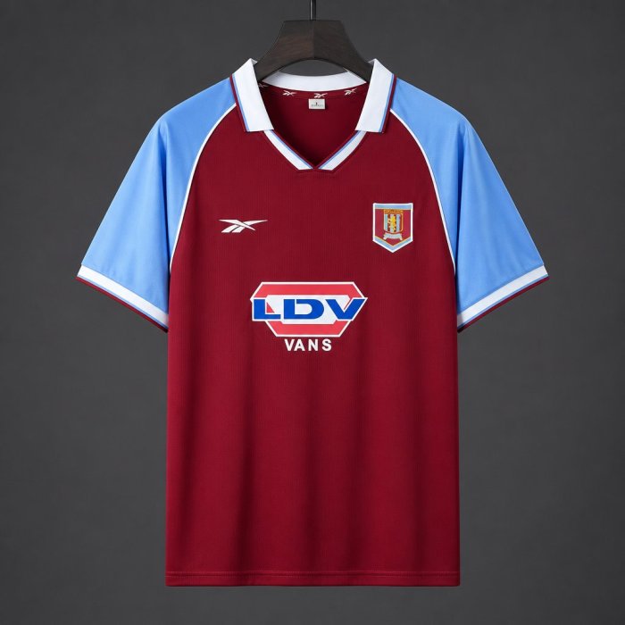 Retro 08/09 Aston Villa Claret & Sky Blue Home Jersey