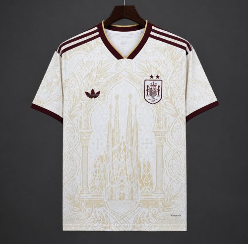 2026 Spain White Gold Literature Graphic Special Jersey