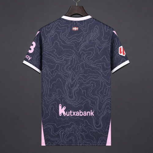 26/27 Deportivo Alavés Black with Pink Topographic Pattern Away Jersey