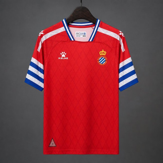 26/27 RCD Espanyol Red with Blue & White Stripe  Away Jersey