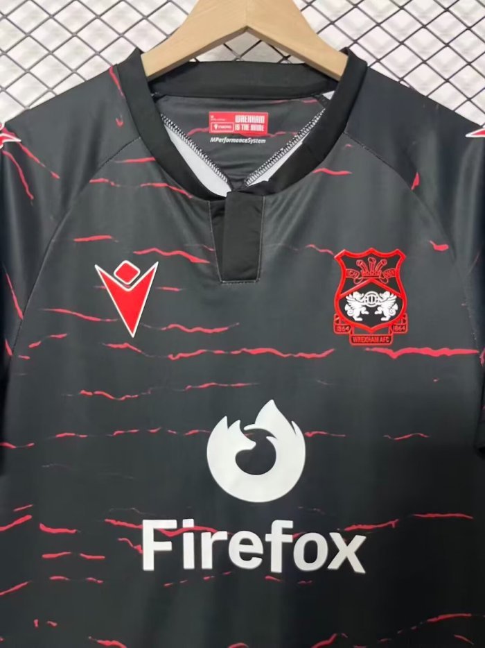 26/27 Wrexham AFC Black with Red Wave Pattern Away Jersey