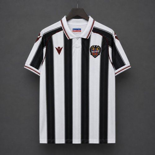26/27 Levante UD White & Black Stripes Away Jersey