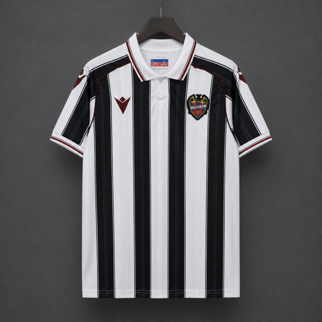 26/27 Levante UD White & Black Stripes Away Jersey
