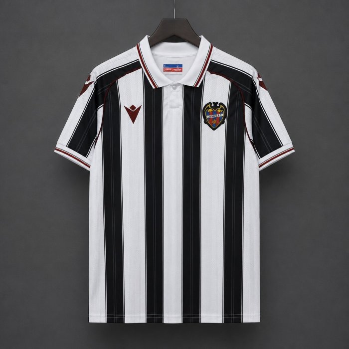 26/27 Levante UD White & Black Stripes Away Jersey