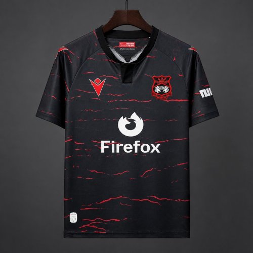 26/27 Wrexham AFC Black with Red Wave Pattern Away Jersey