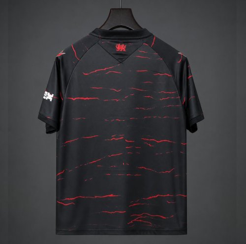 26/27 Wrexham AFC Black with Red Wave Pattern Away Jersey
