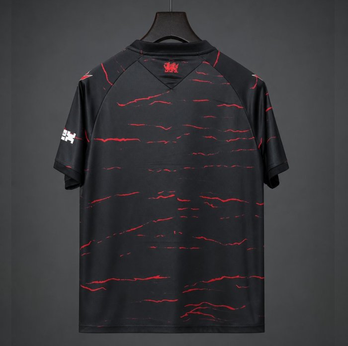 26/27 Wrexham AFC Black with Red Wave Pattern Away Jersey