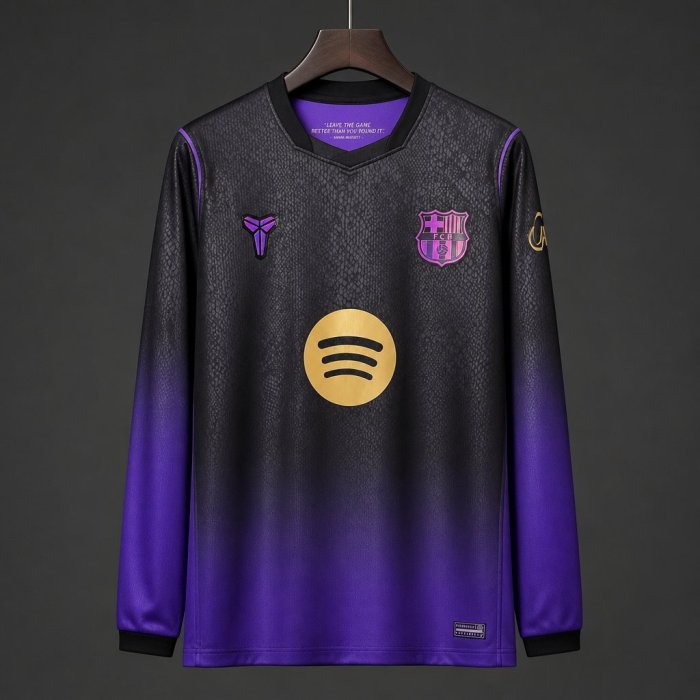 26/27 Barcelona x Kobe Bryant Black & Purple Gradient Long Sleeve Special Edition Jersey