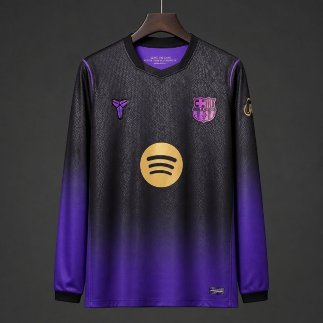 26/27 Barcelona x Kobe Bryant Black & Purple Gradient Long Sleeve Special Edition Jersey