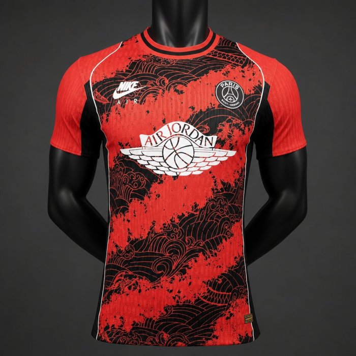 Player Version 26/27 PSG x Air Jordan Red & Black Wave Pattern Special Edition Jersey