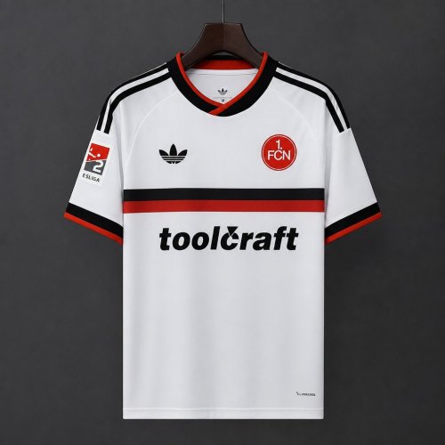 26/27 1. FC Nürnberg White with Black & Red Stripe Away Jersey