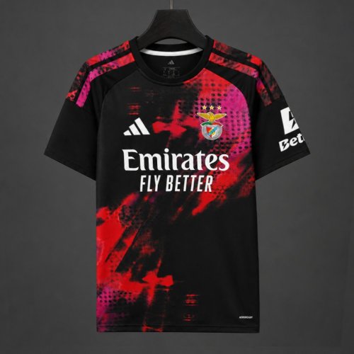 26/27 Benfica Black with Red & Pink Abstract Pattern Pre-Match Training Jersey