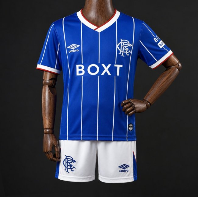 Kids 26/27 Rangers FC Blue Pinstripe Home Jersey Kit