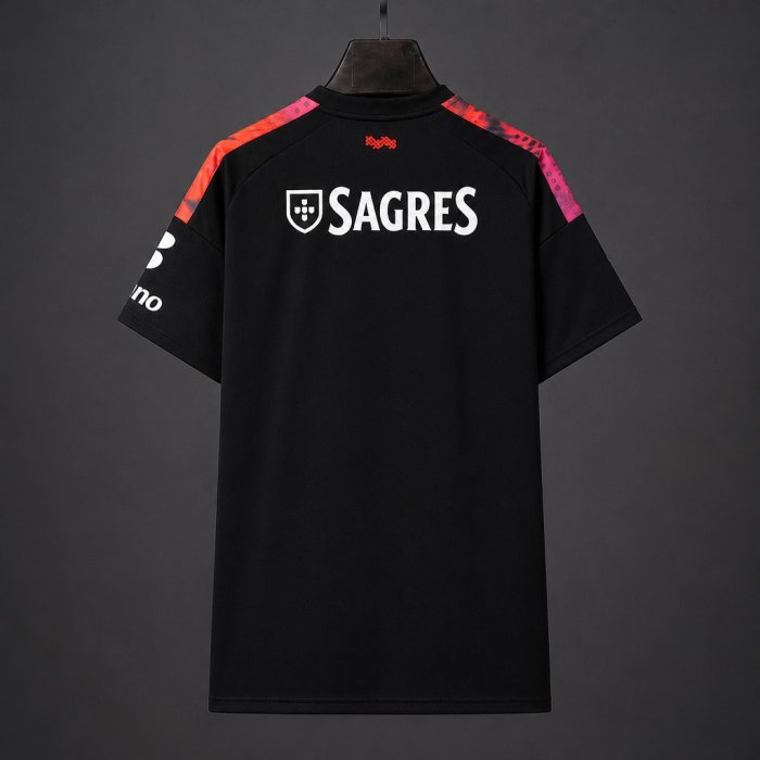26/27 Benfica Black with Red & Pink Abstract Pattern Pre-Match Training Jersey