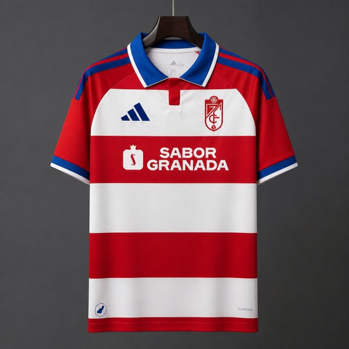 26/27 Granada CF Red & White Hoops Home Jersey
