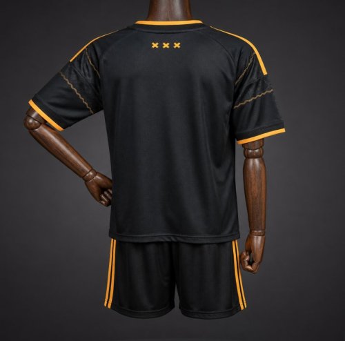 Kids 26/27 Ajax Black & Gold Away Jersey Kit
