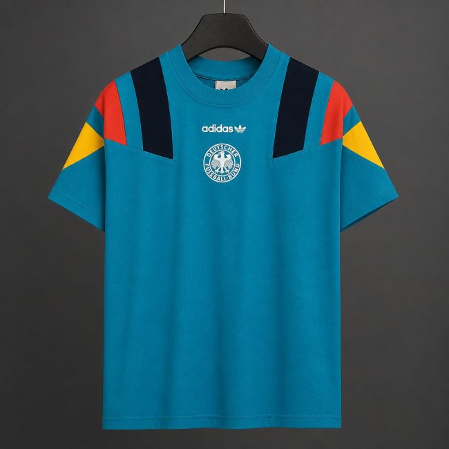 26/27 Germany  Adidas Originals Teal with Multicolor Block Casual Retro T-Shirt