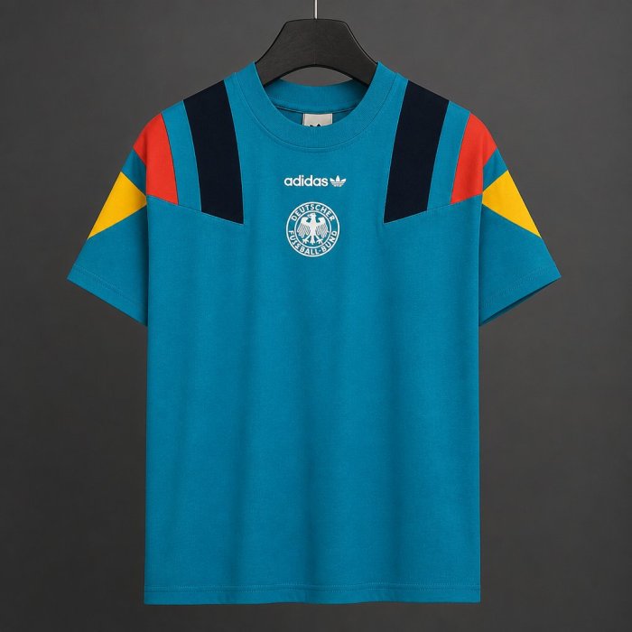 26/27 Germany  Adidas Originals Teal with Multicolor Block Casual Retro T-Shirt