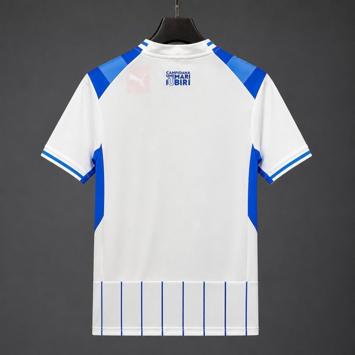 26/27 Universitatea Craiova White & Blue Stripes Home Jersey