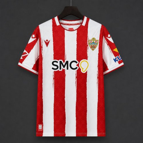 26/27 UD Almería Red & White Brush Stripes Home Jersey