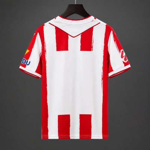 26/27 UD Almería Red & White Brush Stripes Home Jersey