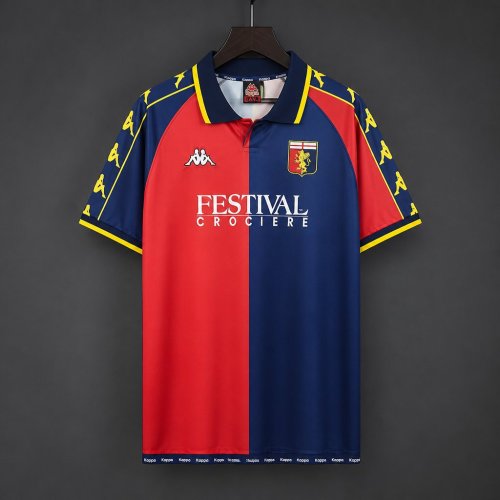 Retro  99/00 Genoa Home Red & Navy Blue Jersey