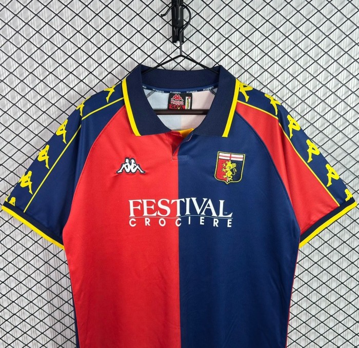 Retro  99/00 Genoa Home Red & Navy Blue Jersey