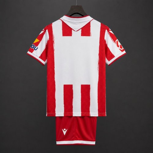 26/27 Kids Almeria Home  Red With White Stripes Jersey