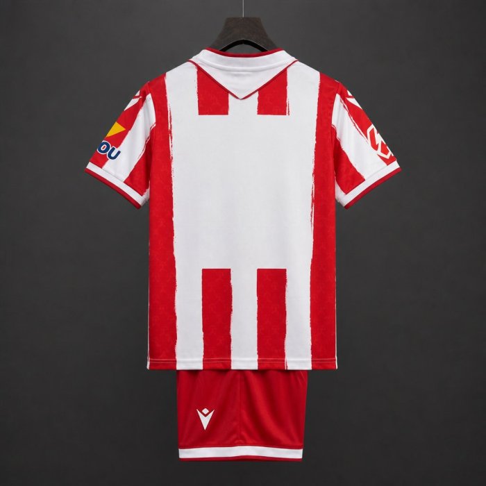 26/27 Kids Almeria Home  Red With White Stripes Jersey
