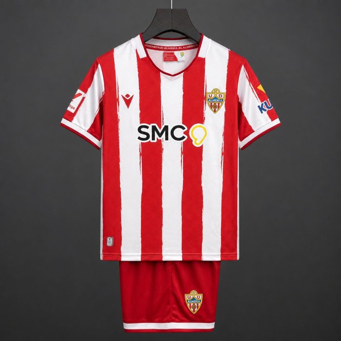 26/27 Kids Almeria Home  Red With White Stripes Jersey