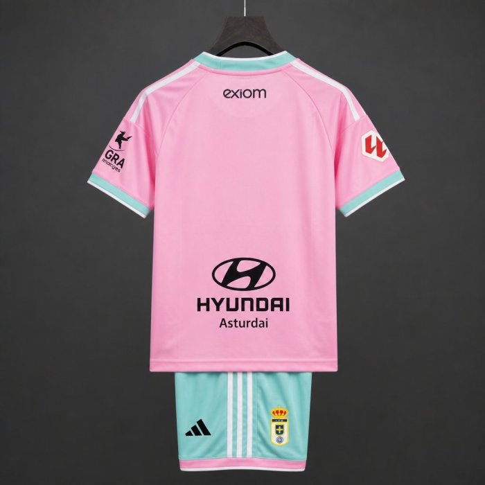 26/27 Kids Real Oviedo Third Pink&Teal  Kit Jersey