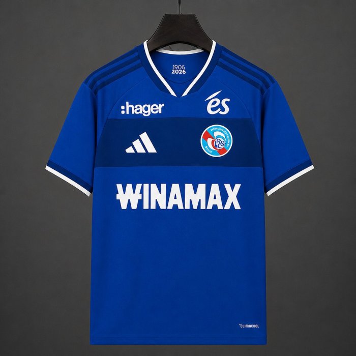 26/27 RC Strasbourg Alsace Home Blue with Dual-Tone Blue Panel Jersey