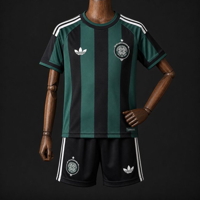 26/27 Kids Celtic Away Green With Black Stripes Kits Jersey